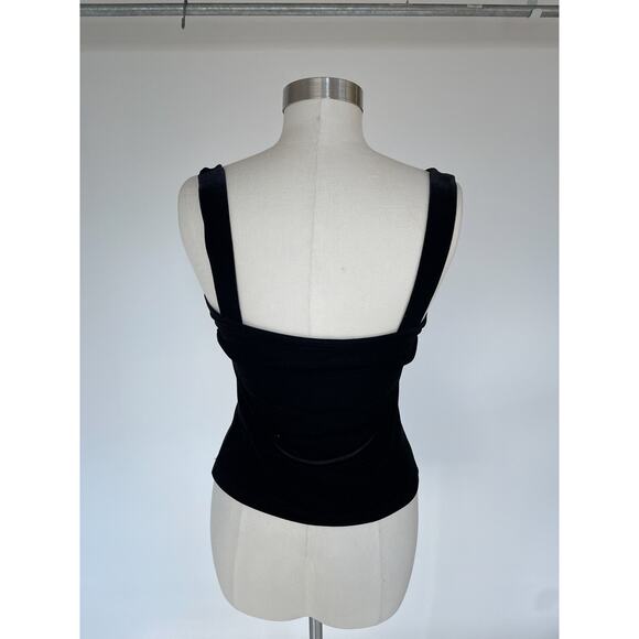Vintage 90's Black Velvet Tank Top / Sleeveless / Goth / Grunge / Bodycon - Picture 3 of 7